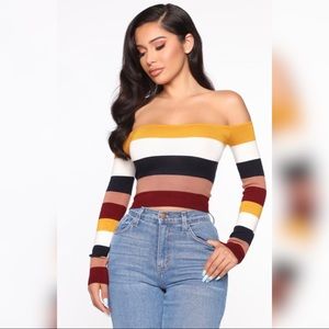 Alexis Off The Shoulder Top mustard burgundy